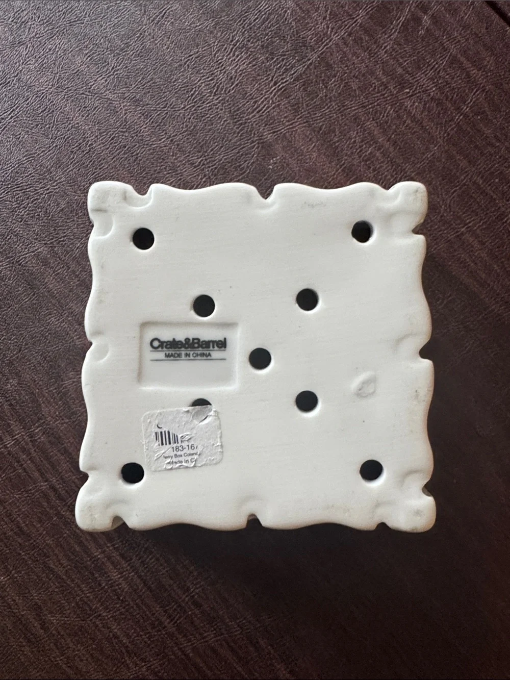 Crate & Barrel White Ceramic Berry Box Colander Basket